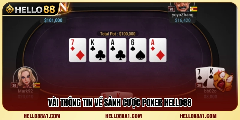 Khám phá không gian Poker trong sảnh game Hello 88 