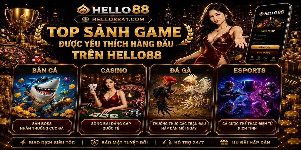 Top sảnh game được yêu thích hàng đầu trên Hello88 